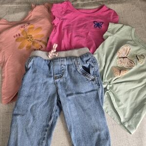 Baby Bundle - Girls Mix & Match Tee Set with Denim Pull-On Jeans